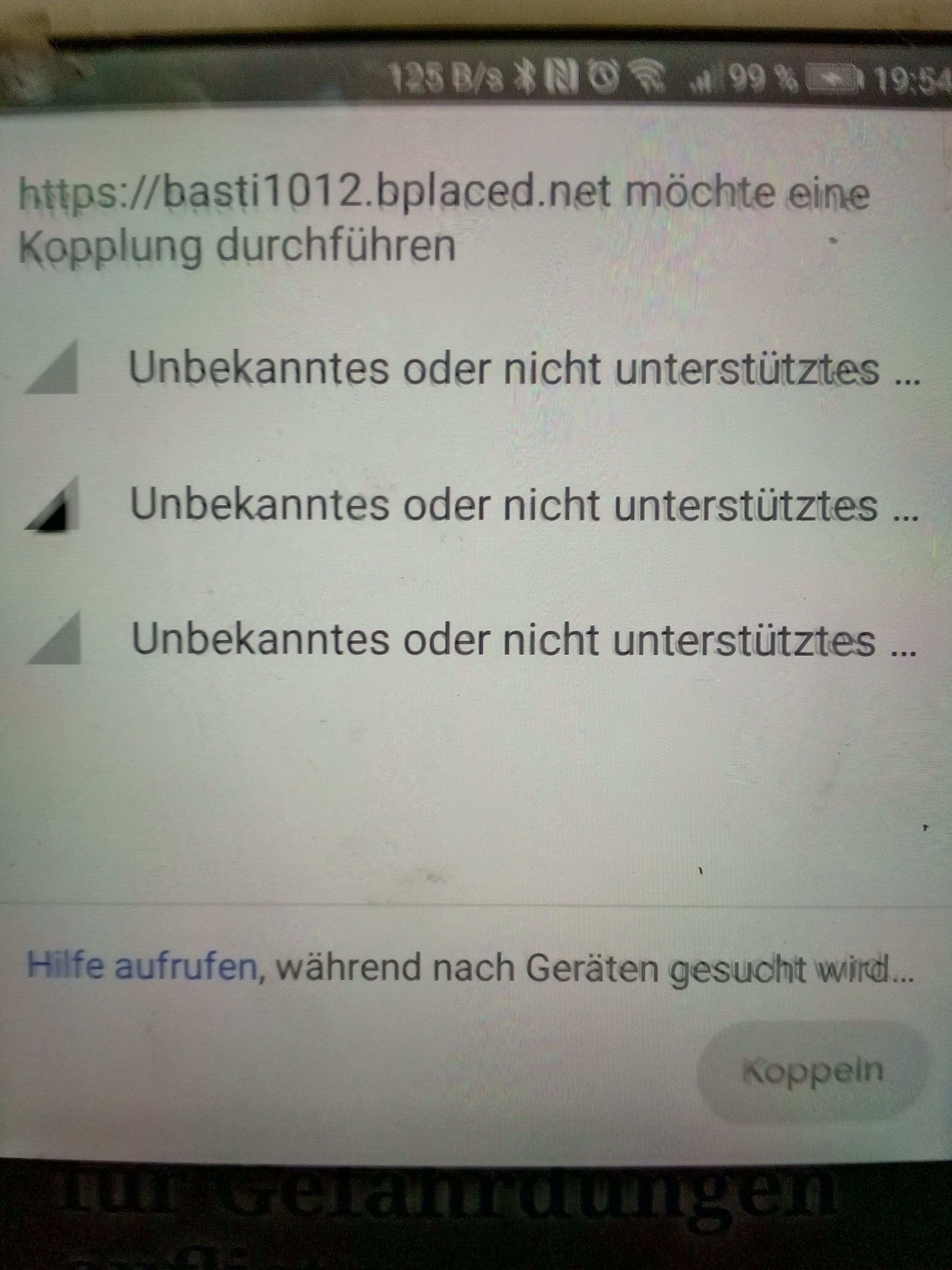 Liste der Geräte in der Nähe.