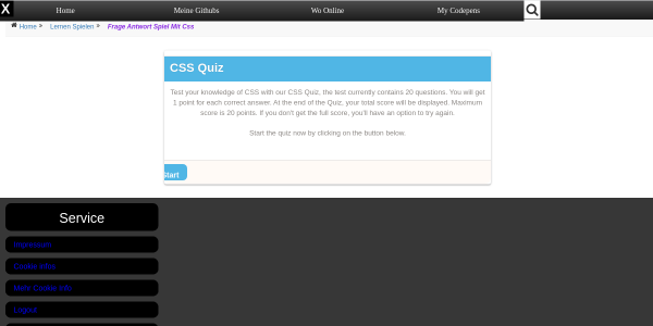 frage antwort spiel mit css 