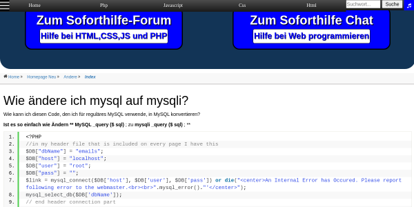 mysql auf mysqli umwandeln 