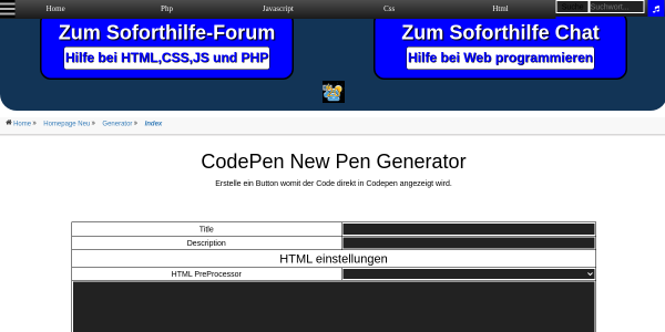 Quelltext nach Codepen Senden 