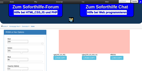 Rgba und Hex Color Generator 