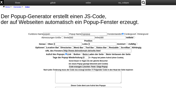 popup geneator 