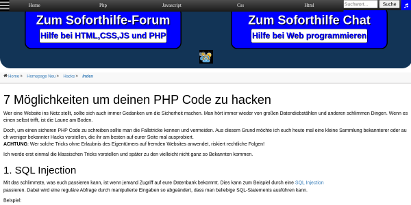 7 Moeglichkeiten deinen Php Code zu hacken 