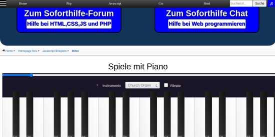 Spiele auf ein Piano 