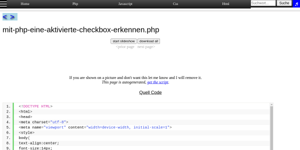 mit php eine aktivierte checkbox erkennen 