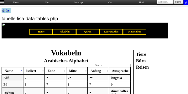 tabelle lisa data tables 