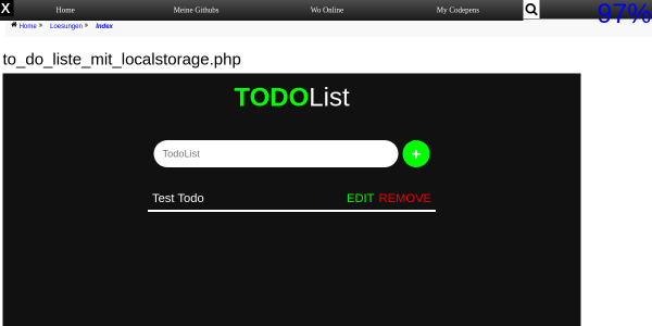 to do liste mit localstorage 