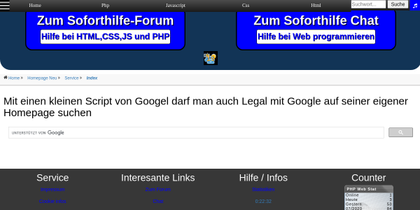 Homepage Websuche mit Google Script 