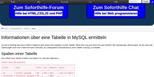 Informationen Ueber Eine Tabelle In Mysqli Ermittteln